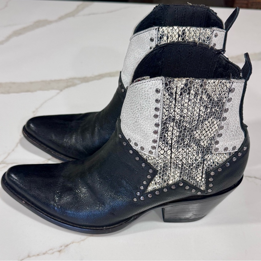 Old Gringo Yippee Kiyay Ankle Boots with Snake-Print Stars
